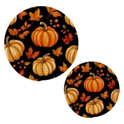 Image of JUMBEAR Thanksgiving Pumpkin Trivets for Hot Pots and Pans Pot Holders 2PCS Cotton Rope Round Mats, Pads Kitchens, Coasters, Placemats, Spoon Rest Cooking Baking