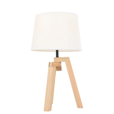 Image of Sabi Table Lamp with Round Tapered Shade Wood Blank, Solid Fabric