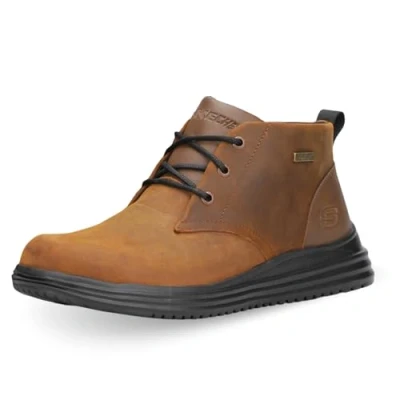 Image of Skechers Men&#039;s Lace up Ankle Boots Proven Conklin Boot, Dark Brown Leather, 7 UK