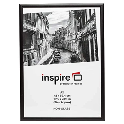 Image of Hampton Frames BLACKWOOD Pine Poster Certificate Photo Frame Acrylic (Non Glass) Black A2 (42x59cm) PAWFA2BBLKX