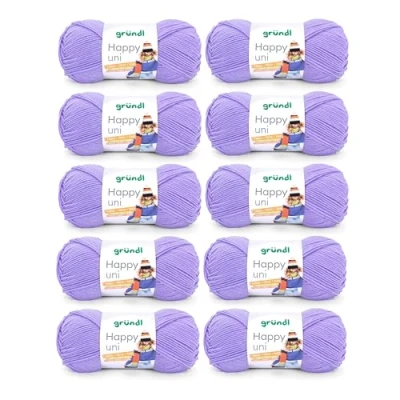 Image of Gründl “Happy Uni, 10x balls of 100 g knitting yarn, 100% acrylic, 40 cm x 39 9 cm, Polyacrylic, purple,