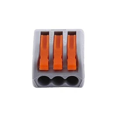 Image of 20Pcs Electrical Connectors Blocks 3 Way Spring Terminal Block Reusable Electric Cable Wire Connector