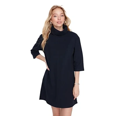 Image of Trendyol Women Mini Basic Regular Knit Dress Navy Blue