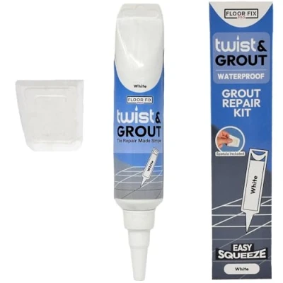 Image of Floor Fix Pro Twist &amp; Grout Reviver 250ml WHITE Tile Adhesive, Renews Fills Tube, Fast Drying Repair Kit, Whitener, Cleaner,Restore and Renew Pre Mixed Grout.