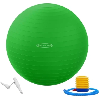 Image of BalanceFrom Anti Burst and Slip Resistant Exercise Ball Yoga Fitness Birthing with Quick Pump, 2,000 Pound Capacity (68 75cm, XL, Green)