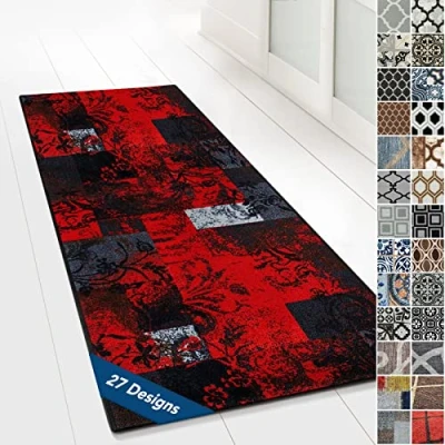 Image of Design Carpet Runner Rug Floor Mat, Non Slip Mat for Kitchen Hallway Living Room Bedroom Vintage Ornament Classic Modern (80 x 600 cm, Maraba)