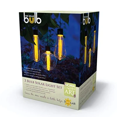 Image of Noma Garden Art : Solar 365 3 Bulb Light Set Vintage Style Edison LED Bulbs