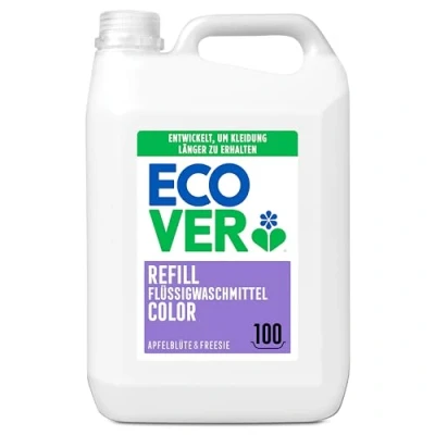 Image of Ecover Detergent Colour Apple Blossom &amp; Freesia (100 Wash Loads), Liquid with Plant Based Ingredients, for Maintaining and Protection of Clothes, 5 L