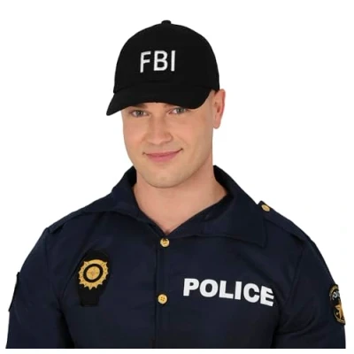 Image of FIESTAS GUIRCA FBI Cap (One Size) Fancy Dress Accessory for Police Costume Parties, Halloween and Carnival Ideal Cosplay Unisex Adult Black