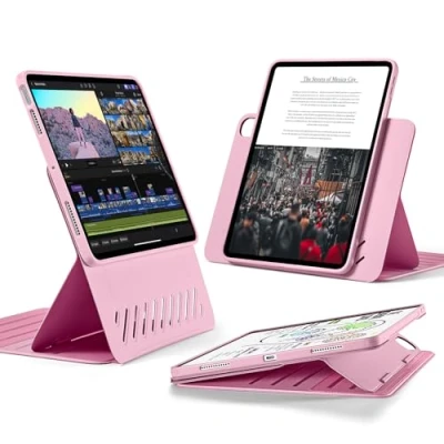 Image of ESR for iPad Air 11 Inch 2024 M2, 6th/Air 5th Generation 2022/Air 4th 2020, Removable Magnetic Cover, Adjustable Portrait/Landscape Stand with Raised Screen View, 9 Standing Angles, Pink