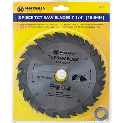 Image of NEW SET OF 3 TCT SAW CIRCULAR BLADES 7 1/4 INCH CUT CUTTING WOOD