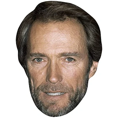 Image of Clint Eastwood (80s) Celebrity Mask, Flat Card Face, Fancy Dress Mask