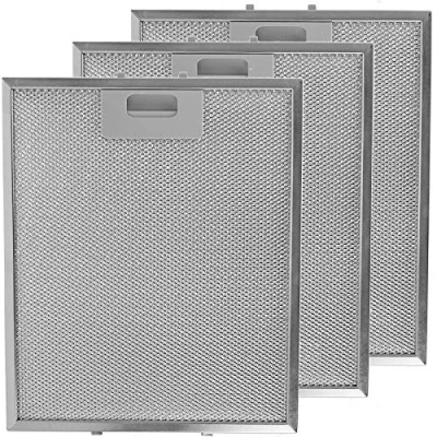 Image of SPARES2GO Cooker Hood Metal Aluminium Grease Filter for Kitchen Extractor Fan Vent (Pack of 3 Filters, Silver, 300 x 250 mm)
