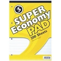 Image of Silvine Refill Pad A4 Punched 4 Hole 200 Leaf Ruled Feint and Margin A4ERPFM T