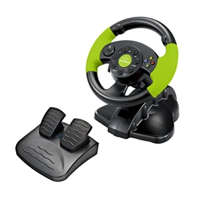 Image of Esperanza High Octane Xbox Edition Gaming Steering Wheel with Gas and Brake Pedal for 360, Playstation 3 PC Vibration 13 Action Buttons