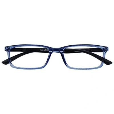 Image of OPULIZE See Blue Light Blocking Reading Glasses Black Arm Computer Gaming Anti Glare Mens Womens B9 3 +3.50