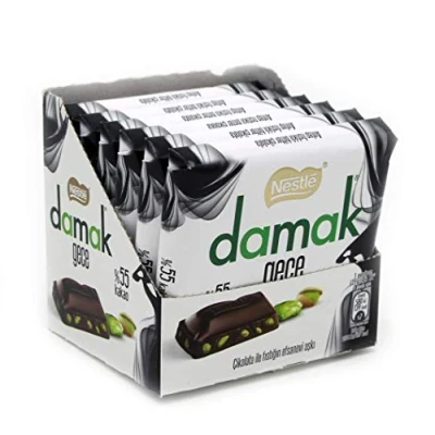 Image of Nestle Damak Chocolate with Pistachios, 2.3 Ounce (6 Bars) (Dark)