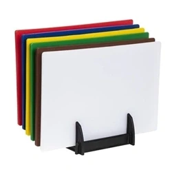 Image of Hygiplas Low Density Chopping Board Set with Rack 450x300x10mm (6 Pk)