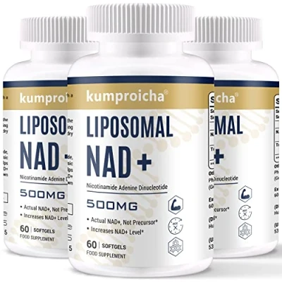 Image of Liposomal NAD+ 500mg with TMG 250mg Softgels, Actual Supplement for Cellular Repair &amp; Energy Metabolism(180 Count)