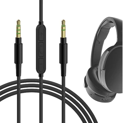 Image of GEEKRIA Audio Cable with Mic Compatible Skullcandy Hesh Evo ANC 3 Crusher Cable, 3.5mm Aux Replacement Stereo Cord Inline Microphone and Volume Control (4 ft/1.2 m)