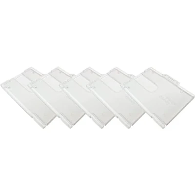 Image of 5 x New Badge Buddy Horizontal Double Identity ID Card Pass Holder Clear Enclosed PCL Media ltd