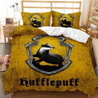 Image of CHAOSE UKB 3 Piece Bedding, 100% Microfiber Harry Potter, School of Magic Bedding Set Soft Duvet Cover and Pillowcase 2 Pieces (pattern 08,Single(135x200cm))