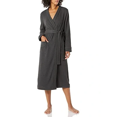 Image of Amazon Essentials Women&#039;s Lightweight Waffle Full Length Robe (Available in Plus Size), Charcoal Heather, L