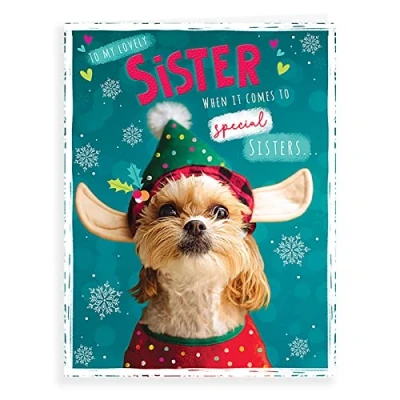 Image of Piccadilly Greetings Photo Christmas Card Sister 8 x 6 inches