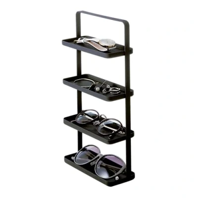 Image of YAMAZAKI Home 4 Tier Accessory Tray Jewelry Holder &amp; Storage Organizer Steel, Black, One Size