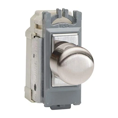Image of GJP100S [Z0JP400S.24PG] is a 1 Gang (Single), or 2 Way 200 Watt (Trailing Edge) Brushed Steel Dimmer module for power grid plates.