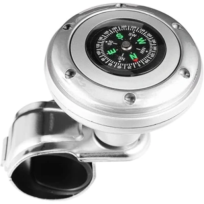 Image of Universal Car Steering Wheel Assistive Ball Power Booster Spinner Knob with Compass for Vehicle, A