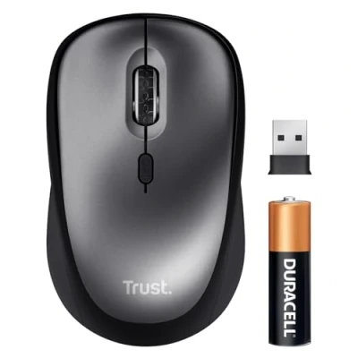 Image of Trust Silent Wireless Mouse, Battery Included, for Left and Right Hand Users, 800 1600 DPI, 83% Recycled Materials, Storable USB Micro Receiver, Quiet Compact Computer Mouse PC, Laptop, Mac