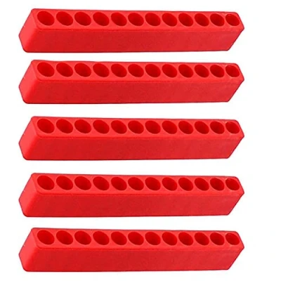 Image of 12 Holes Hex Bit Organiser Plastic Screwdriver Holder Drill Head Storage Case Box Block for Shank Bits Red 5PCS