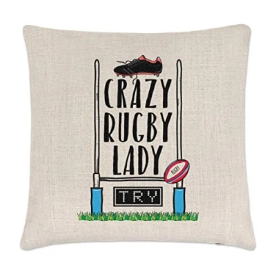 Image of Gift Base Crazy Rugby Lady Linen Cushion Cover