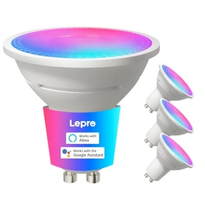 Image of Lepro BG1 AI Smart Bulb GU10, Music Sync, Voice Control WiFi Bulbs, 400LM RGBCCT Dimmable Colour Changing LED Works with Alexa &amp; Google Assistant, Lighting Design 4 Packs
