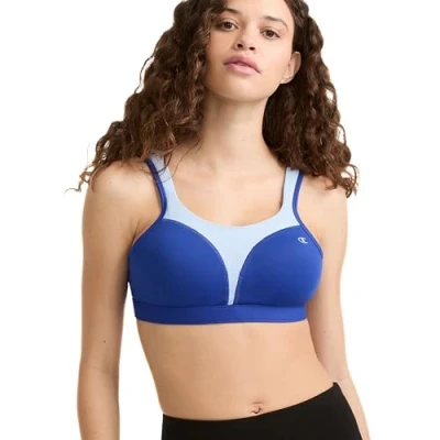 Image of Champion Women&#039;s, Spot Comfort, Maximum Support, High Impact Sports Bra, Opaque, Surf The Web/Ocean Front Blue, 34C