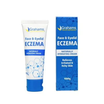Image of Grahams Natural Face &amp; Eyelid Eczema Cream for Sensitive Areas, Eye Relief Eczema, Dermatitis, Redness, Inflammation Very Dry Skin, Hypoallergenic, Fragrance Steroid Free (1 x 100g)