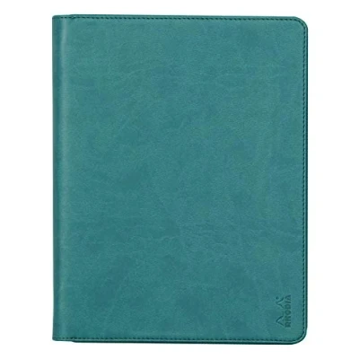 Image of RHODIA 168103C Rhodiarama Peacock Briefcase for Notepads and A5 or A5+ Notebooks Dimensions Closed 19.5x25.5 cm Pocket Tablet Premium Faux Leather