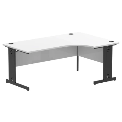 Image of Impulse 1800 RH Crescent Desk White Top Black Cable Managed Leg