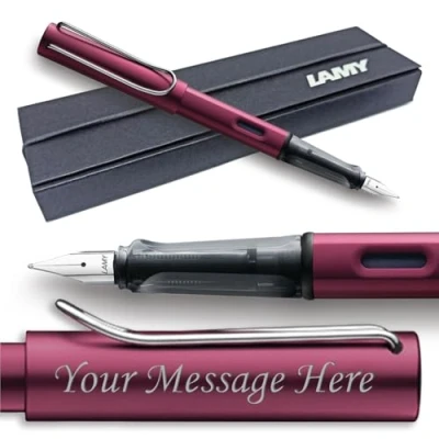 Image of Lamy Al Star Fountain Pen Choose Colour/Nib Width (GIFT BOXED) Engraving Available (Broad Nib, Black Purple)