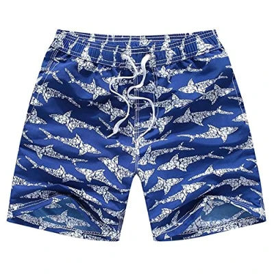 Image of FedMois Boys Swimming Trunks Quick Dry Beach Shorts Boardshorts, Blue, 7 8 Years