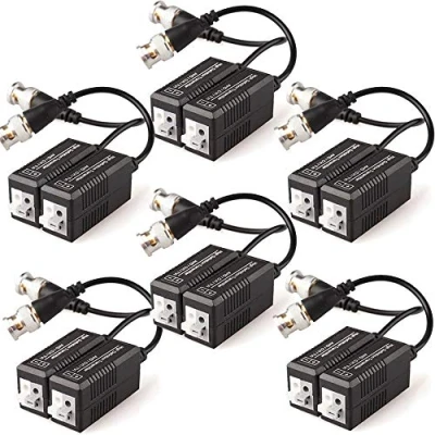 Image of TECHGEAR 12x CCTV Passive Video Balun BNC Connector Adapter Transmitter &amp; Transceiver, Male to Easy Press Fit UTP CAT5/5e/6/6e Cable for DVR Camera System (6 Pairs)