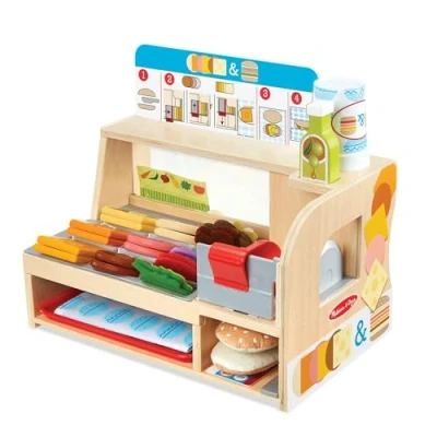 Image of Melissa &amp; Doug Sandwich Toy Shop Wooden Play Food Sets for Children Kitchen Toys Girls or Boys 3+ Accessories Set Kids