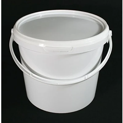 Image of Pack of 5 x Litre Airtight Food Grade White Catering Mixing Plastic Buckets with Lids Heavy Duty Industrial Kitchen Quality