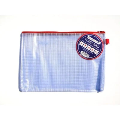 Image of A5 Tuff Bag Zip Wallet Clear Plastic Wallets Zipped Pouch File Pencil Case Folder Water Resistant Reinforced Heavy Duty Mesh Bags (Fits 1 Pack)