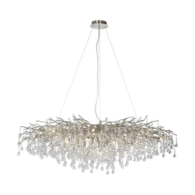 Image of Icicle Chandelier Glass Drops Pendant Ceiling Light Steel 15x G9