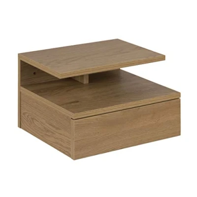 Image of AC Design Furniture Fia Floating Nightstand in Oak Look, 1 piece, Wall Mounted Bedside Table with Drawer and a Shelf, Bedroom Furniture, H: 22,5 x W: 35 D: 32 cm, Brown