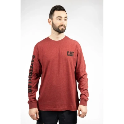 Image of Caterpillar Banner Long Sleeve T Adults Red Small Mens