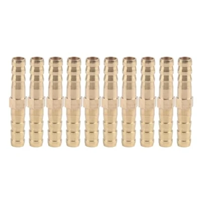 Image of Brass Barbed Straight Connector Fitting Water Hose Pipe Tube Coupler Joiner Adapter 6/8/10/12/14/16/20mm(6mm 10pcs)