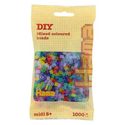 Image of Hama Beads Bag Approx. 1000 Midi Fuse Mosaic Decoration Arts &amp; Craft for Creative Children Ages 5+ Mix 53